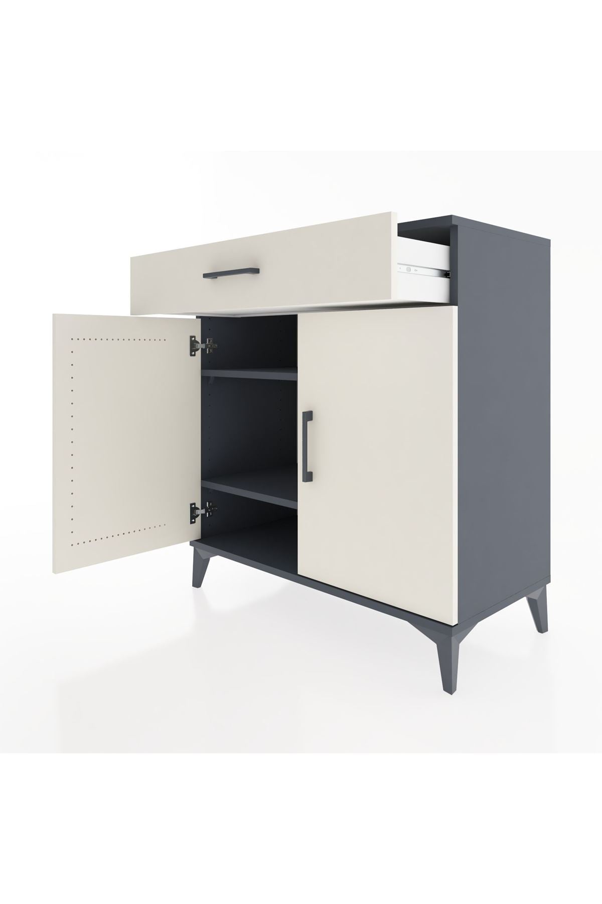 Hyperion Şifonyer 2 Raflı Tek Çekmeceli 2 Kapaklı 88x44x96 Antrasit-Aytaşı