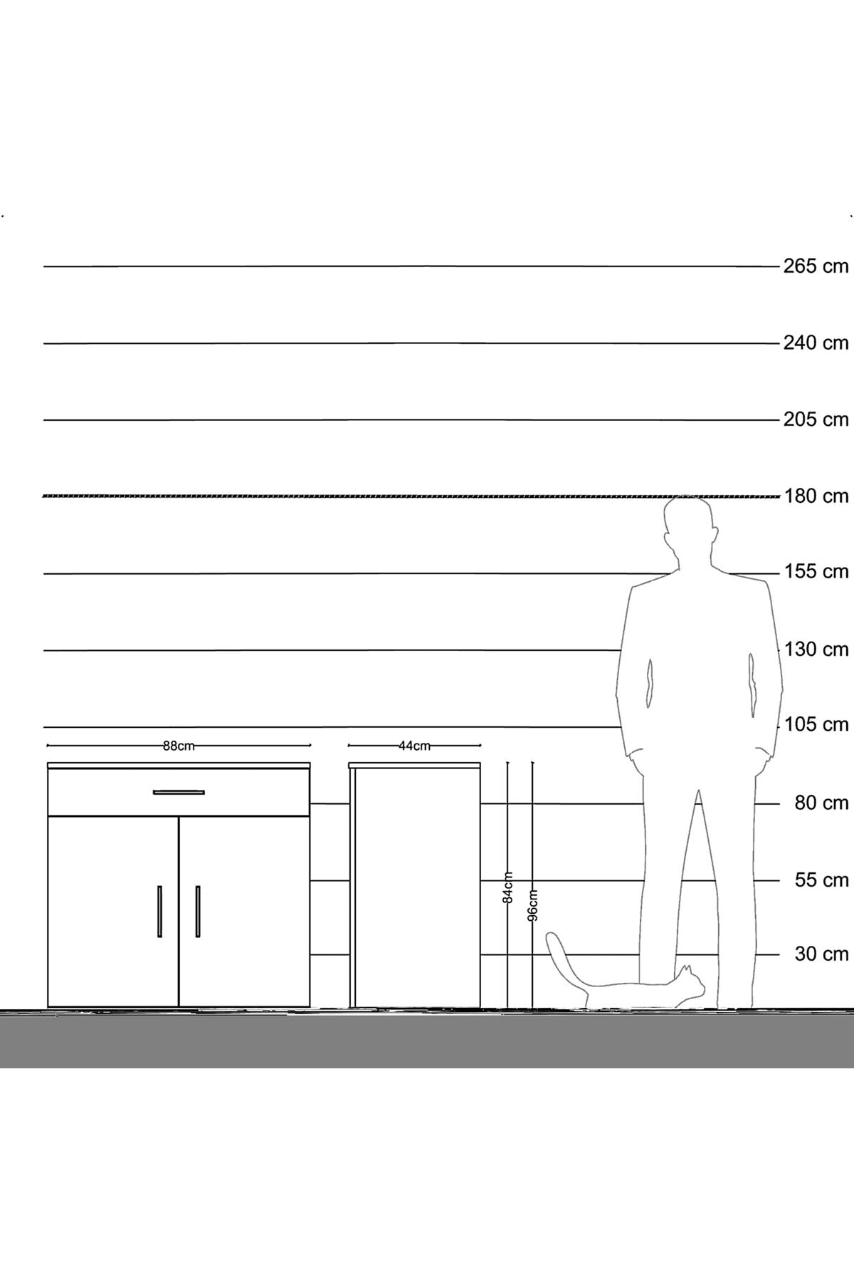 Hyperion Şifonyer 2 Raflı Tek Çekmeceli 2 Kapaklı 88x44x96 Antrasit-Aytaşı