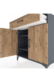 Hyperion Şifonyer 2 Raflı Tek Çekmeceli 2 Kapaklı 88x44x96 Antrasit-Çam