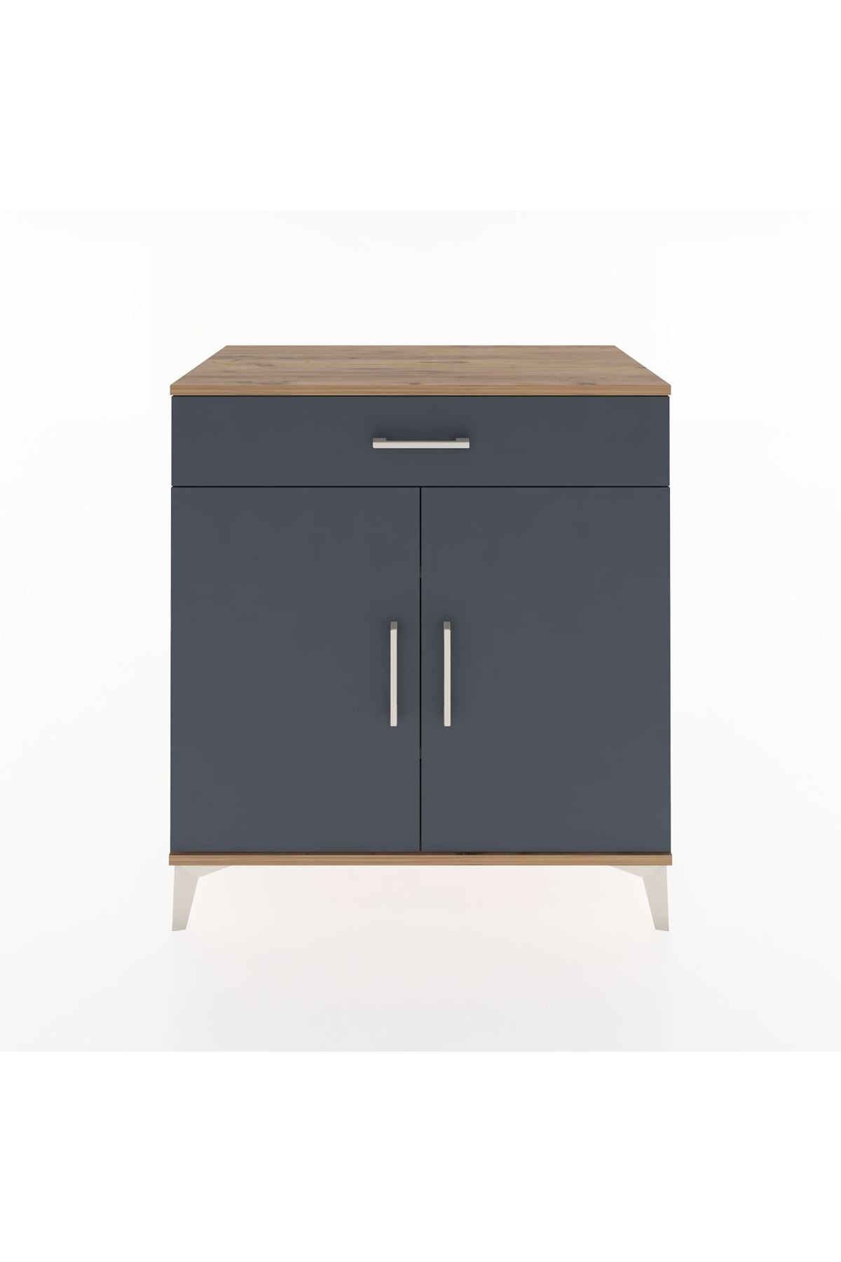 Hyperion Şifonyer 2 Raflı Tek Çekmeceli 2 Kapaklı 88x44x96 Çam-Antrasit