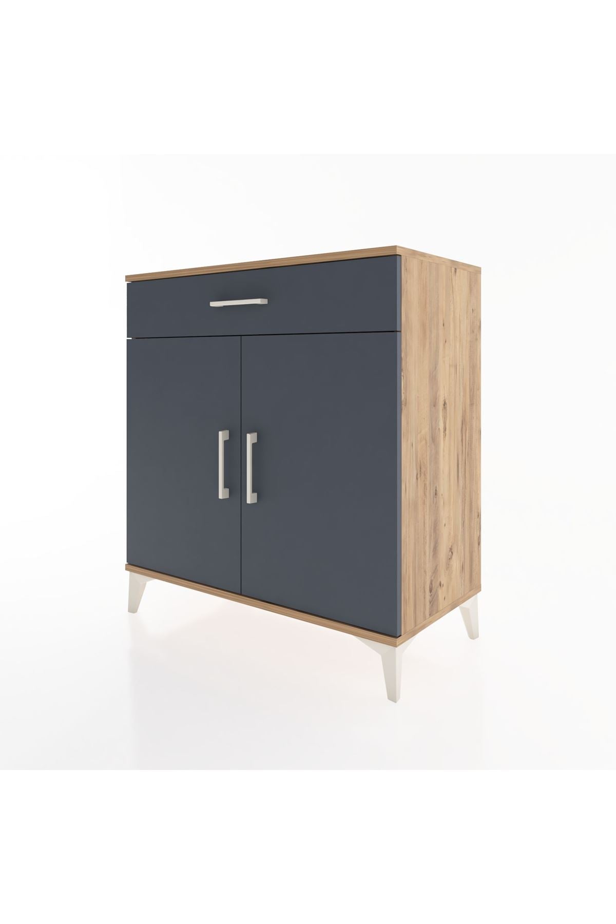 Hyperion Şifonyer 2 Raflı Tek Çekmeceli 2 Kapaklı 88x44x96 Çam-Antrasit