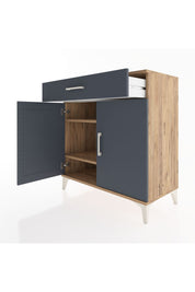 Hyperion Şifonyer 2 Raflı Tek Çekmeceli 2 Kapaklı 88x44x96 Çam-Antrasit