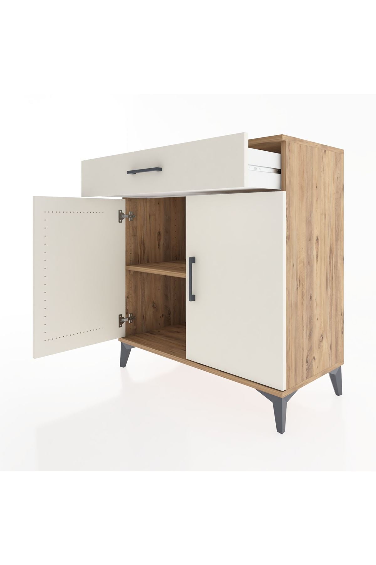 Hyperion Şifonyer Tek Raflı Tek Çekmeceli 2 Kapaklı 88x44x96 Çam-Aytaşı