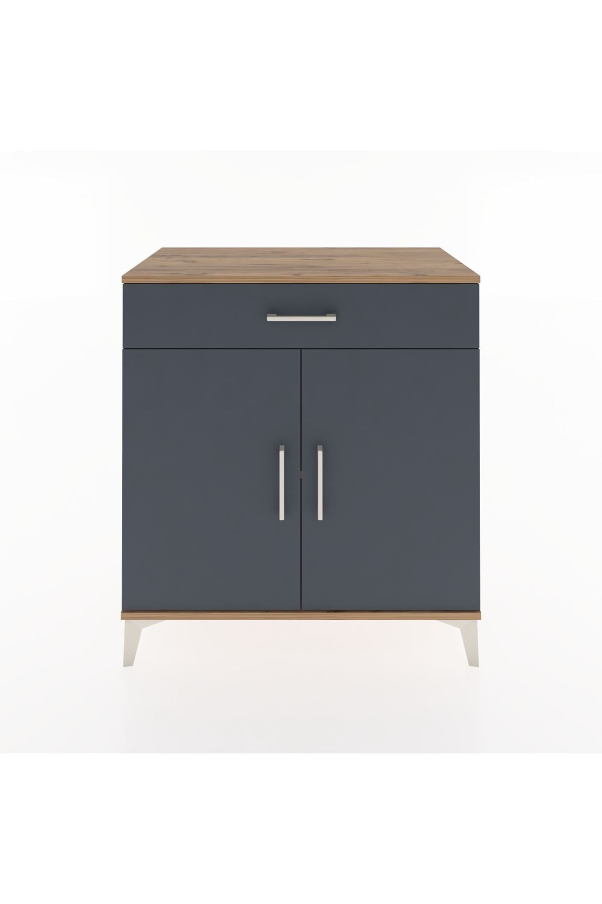 Hyperion Şifonyer Tek Raflı Tek Çekmeceli 2 Kapaklı 88x44x96 Çam-Antrasit