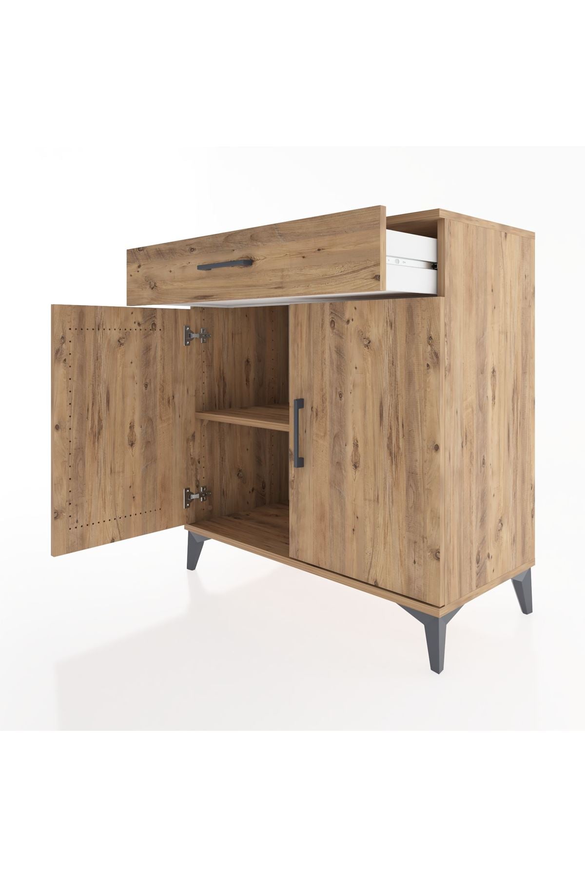 Hyperion Şifonyer Tek Raflı Tek Çekmeceli 2 Kapaklı 88x44x96 Çam-Çam