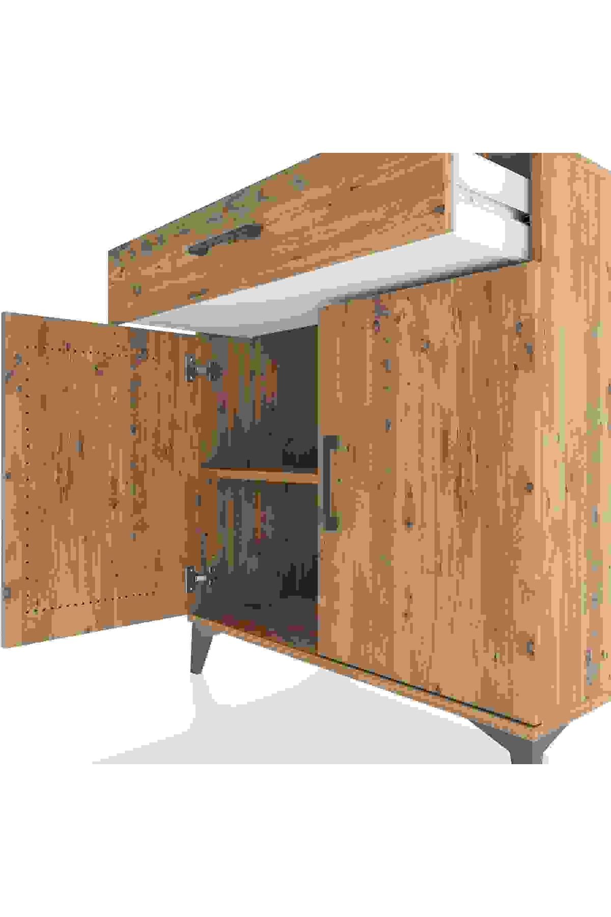 Hyperion Şifonyer Tek Raflı Tek Çekmeceli 2 Kapaklı 88x44x96 Çam-Çam