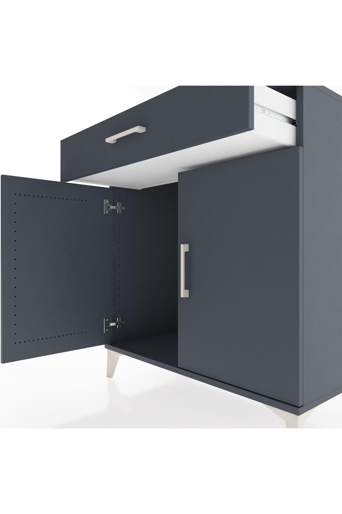 Hyperion Şifonyer Tek Çekmeceli 2 Kapaklı 88x44x96 Antrasit-Antrasit