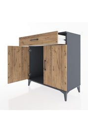 Hyperion Şifonyer Tek Çekmeceli 2 Kapaklı 88x44x96 Antrasit-Çam