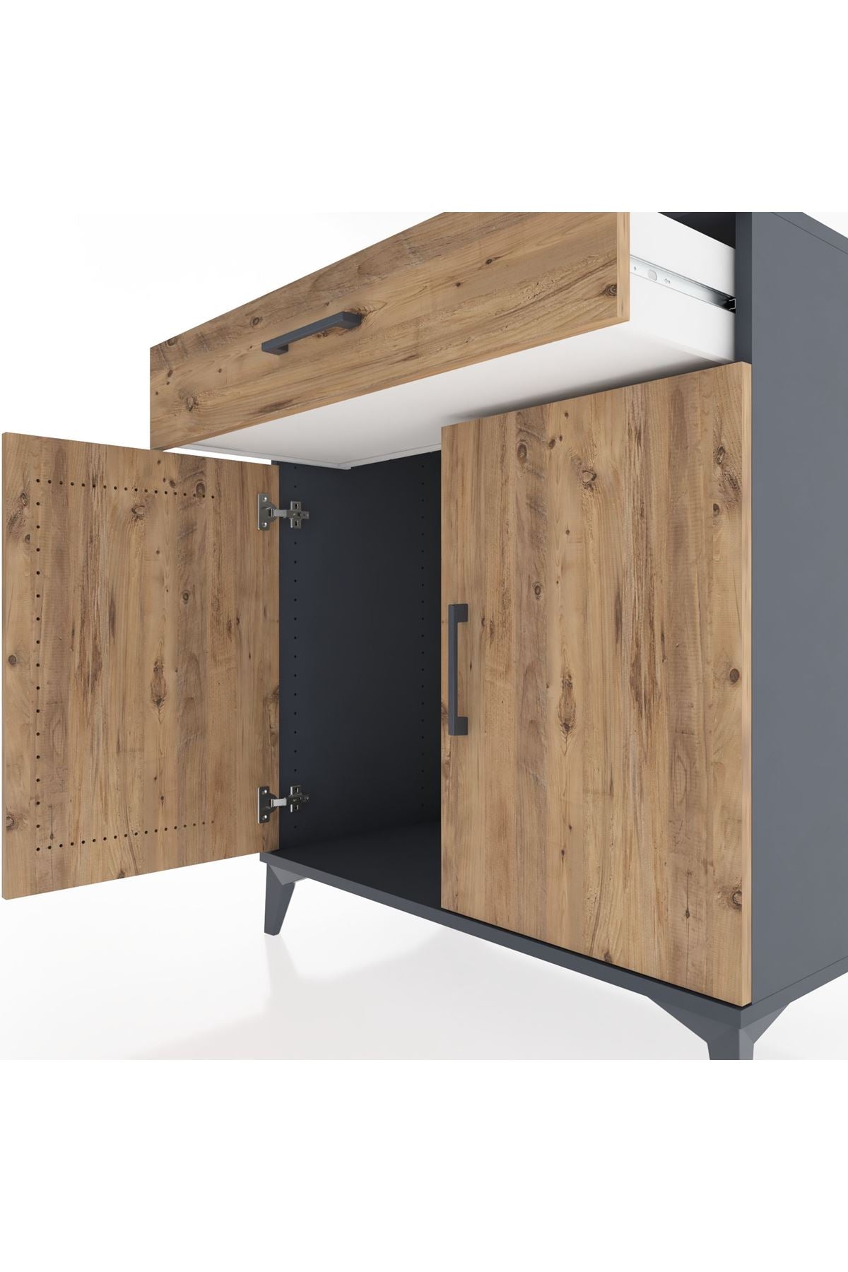 Hyperion Şifonyer Tek Çekmeceli 2 Kapaklı 88x44x96 Antrasit-Çam