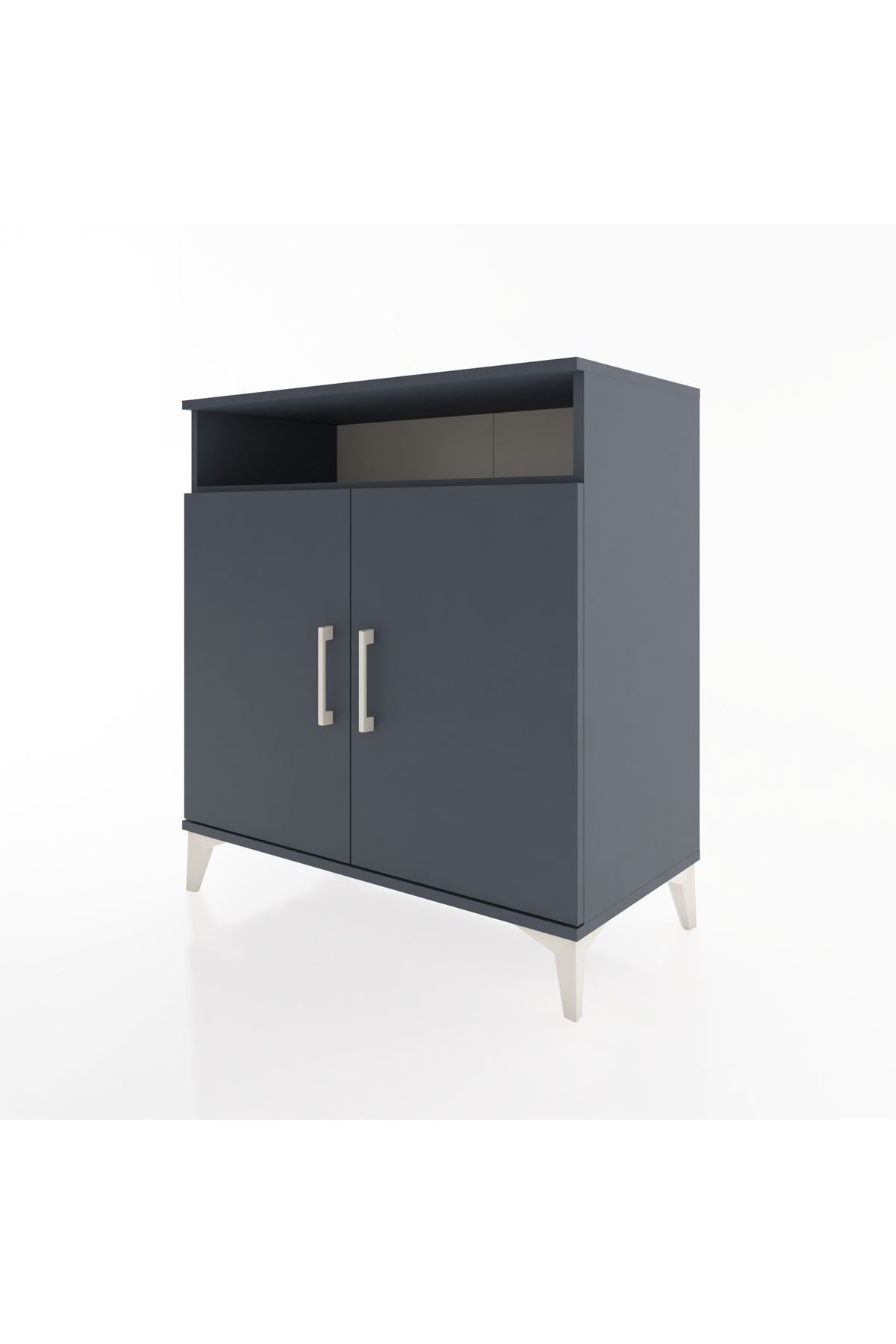 Hyperion Şifonyer 4 Raflı 2 Kapaklı 88x44x96 Antrasit-Antrasit