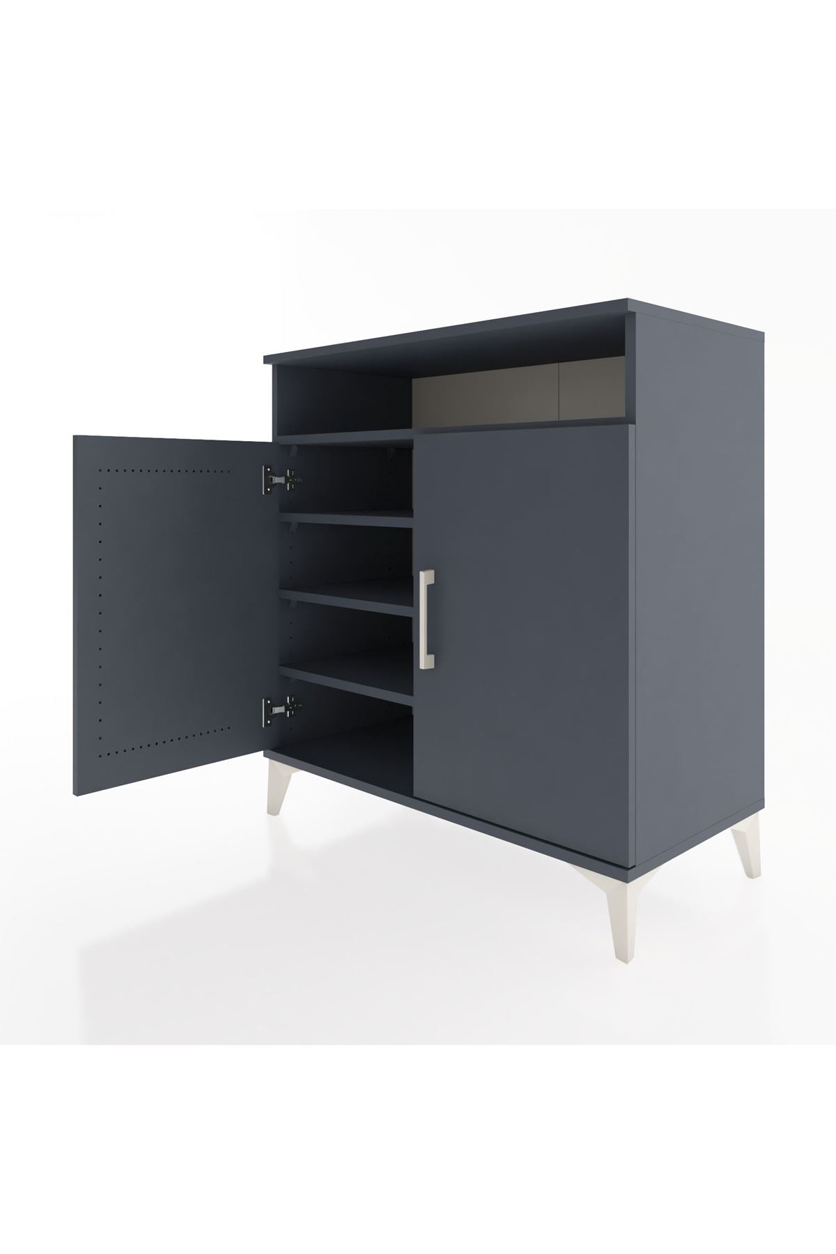 Hyperion Şifonyer 4 Raflı 2 Kapaklı 88x44x96 Antrasit-Antrasit
