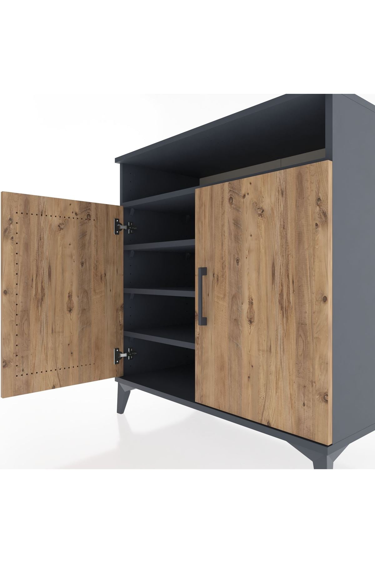 Hyperion Şifonyer 4 Raflı 2 Kapaklı 88x44x96 Antrasit-Çam