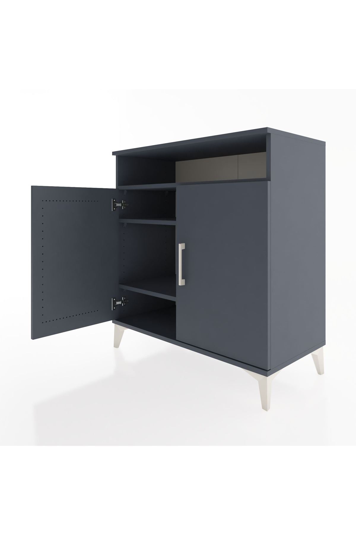 Hyperion Şifonyer 3 Raflı 2 Kapaklı 88x44x96 Antrasit-Antrasit