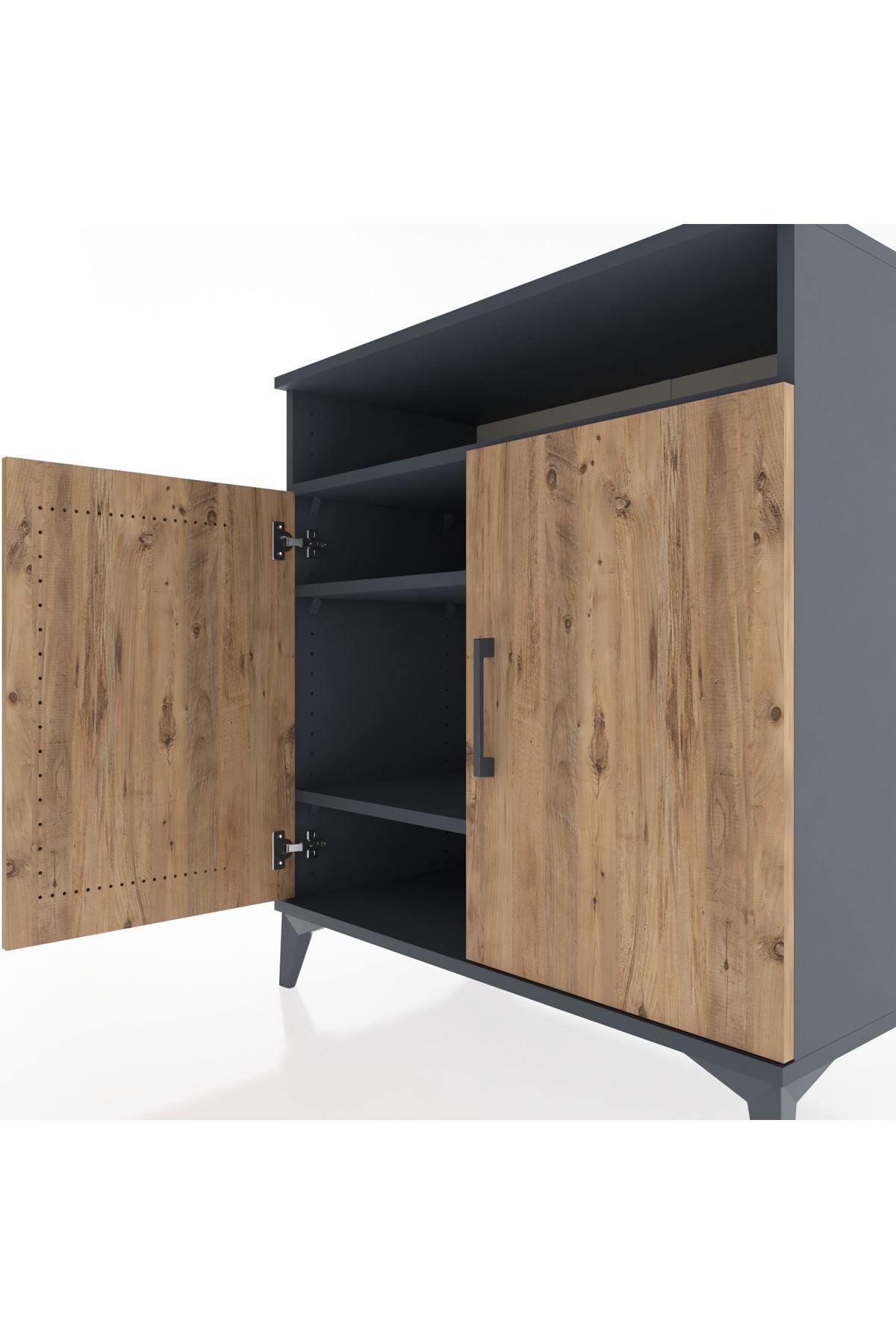 Hyperion Şifonyer 3 Raflı 2 Kapaklı 88x44x96 Antrasit-Çam