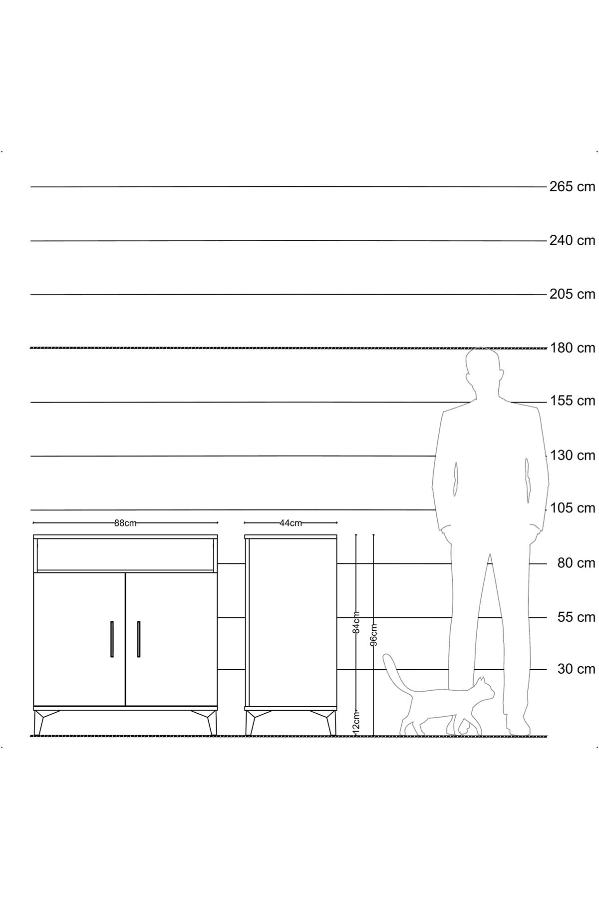 Hyperion Şifonyer 2 Raflı 2 Kapaklı 88x44x96 Çam-Antrasit