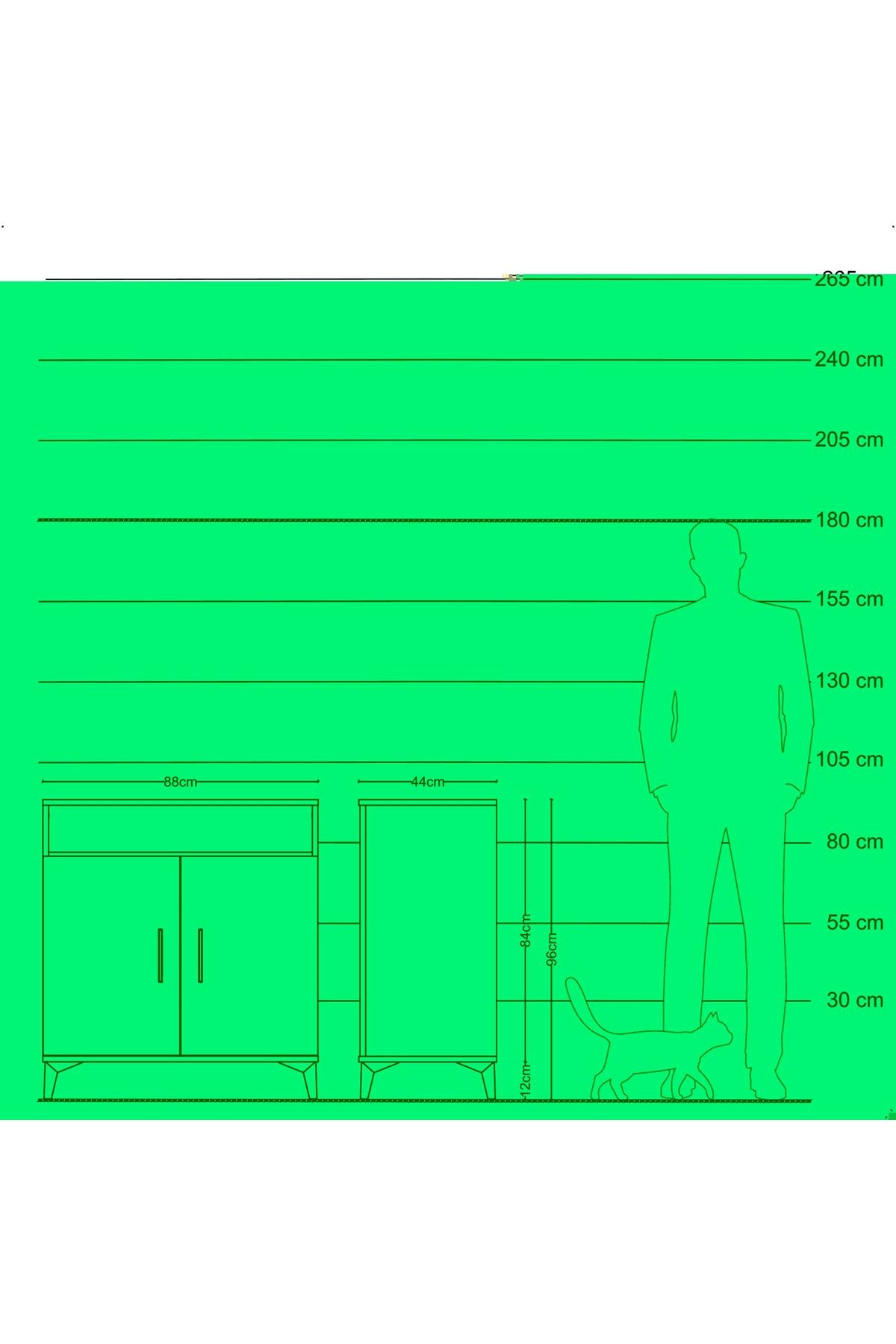 Hyperion Şifonyer Tek Raflı 2 Kapaklı 88x44x96 Çam-Aytaşı