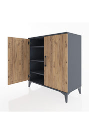 Hyperion Şifonyer 3 Raflı 2 Kapaklı 88x44x96 Antrasit-Çam