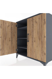 Hyperion Şifonyer 3 Raflı 2 Kapaklı 88x44x96 Antrasit-Çam