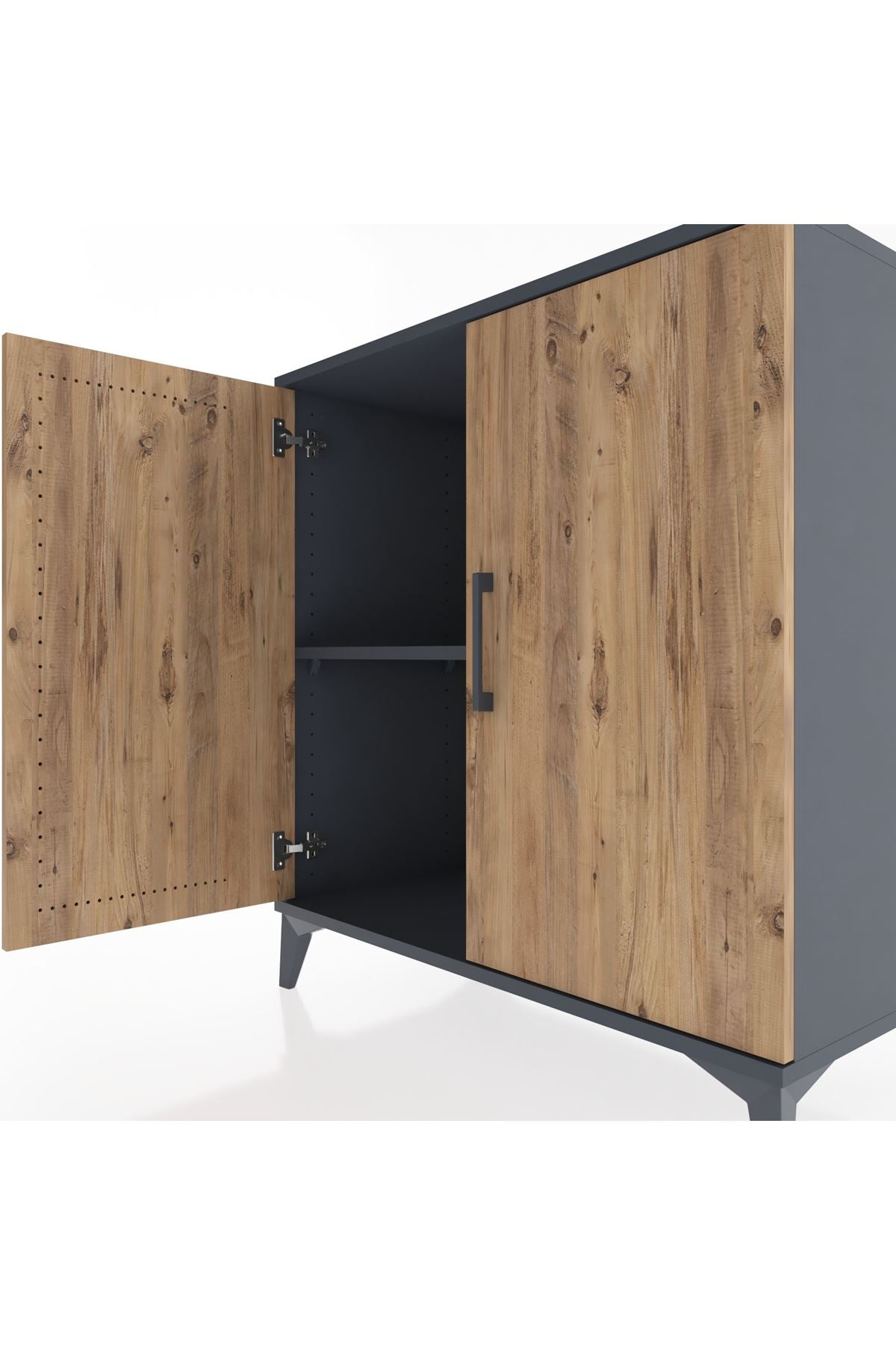 Hyperion Şifonyer Tek Raflı 2 Kapaklı 88x44x96 Antrasit-Çam