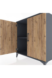 Hyperion Şifonyer Tek Raflı 2 Kapaklı 88x44x96 Antrasit-Çam