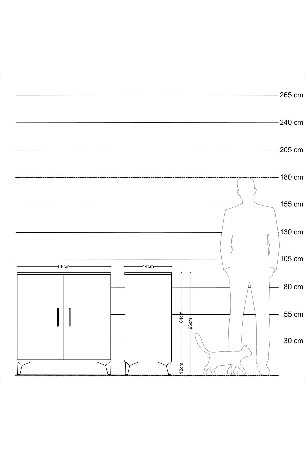 Hyperion Şifonyer 2 Kapaklı 88x44x96 Antrasit-Antrasit
