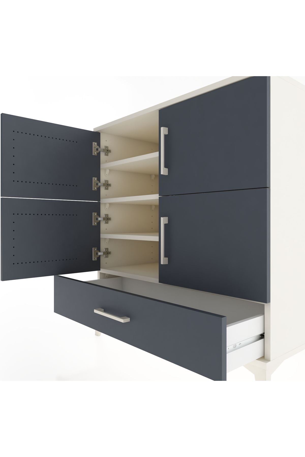 Hyperion Şifonyer 4 Raflı Tek Çekmeceli 4 Kapaklı 88x44x96 Aytaşı-Antrasit