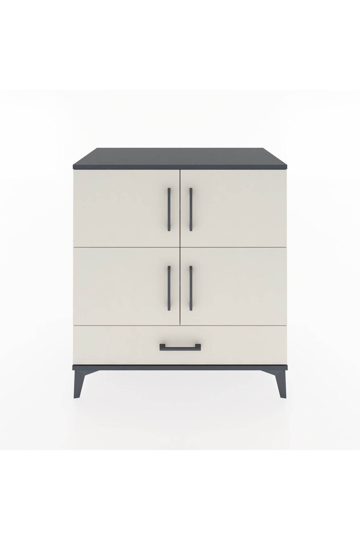 Hyperion Şifonyer 4 Raflı Tek Çekmeceli 4 Kapaklı 88x44x96 Antrasit-Aytaşı