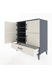 Hyperion Şifonyer 4 Raflı Tek Çekmeceli 4 Kapaklı 88x44x96 Antrasit-Aytaşı