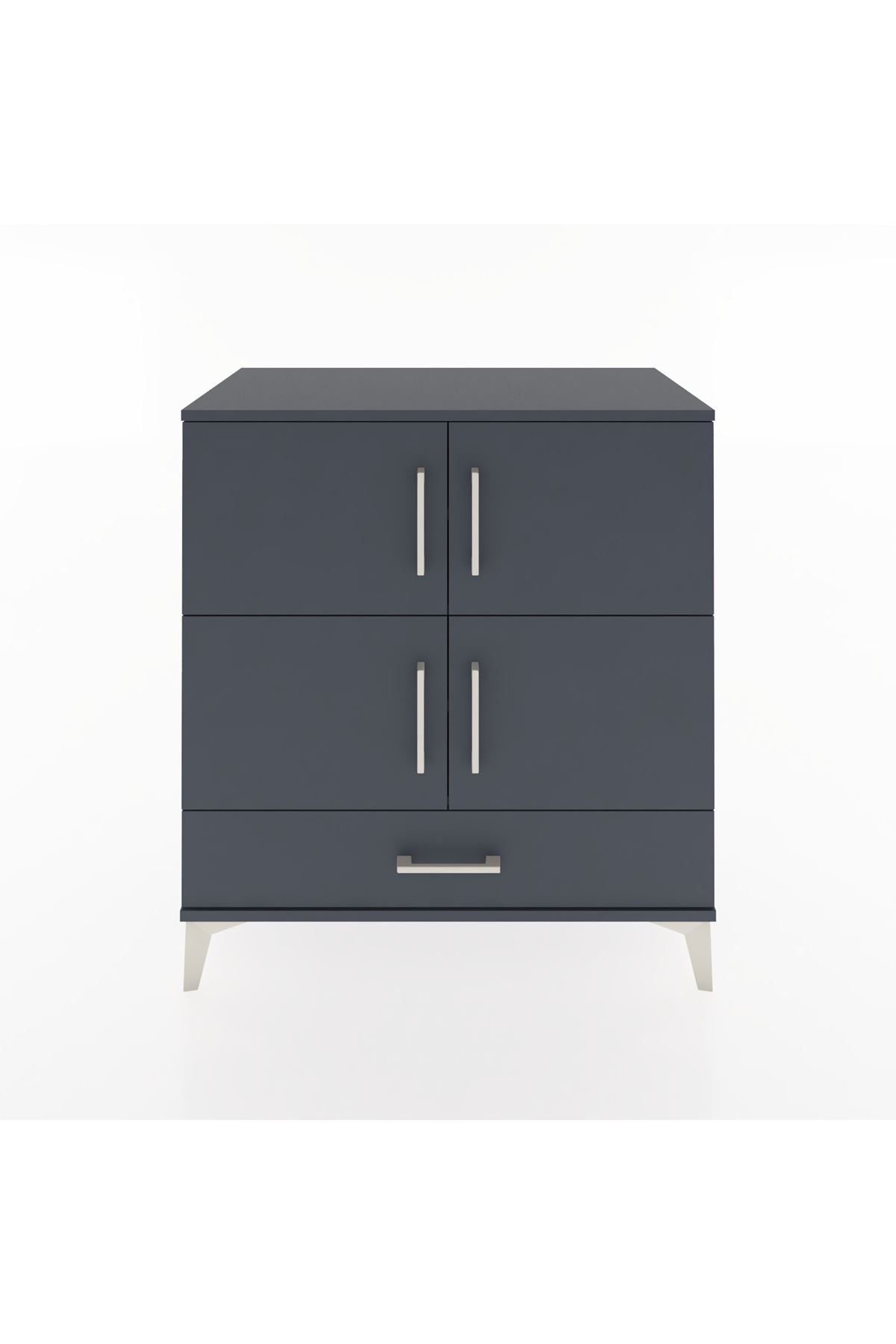 Hyperion Şifonyer 4 Raflı Tek Çekmeceli 4 Kapaklı 88x44x96 Antrasit-Antrasit