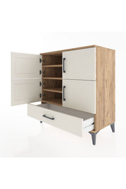 Hyperion Şifonyer 4 Raflı Tek Çekmeceli 4 Kapaklı 88x44x96 Çam-Aytaşı