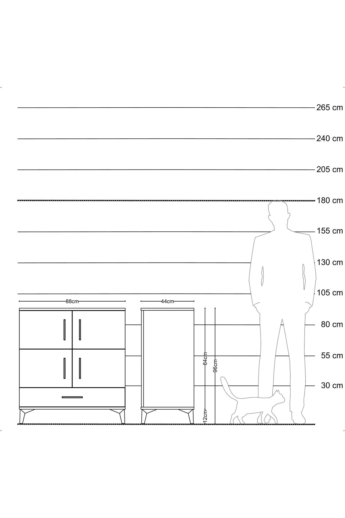 Hyperion Şifonyer 4 Raflı Tek Çekmeceli 4 Kapaklı 88x44x96 Çam-Aytaşı