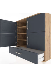 Hyperion Şifonyer 4 Raflı Tek Çekmeceli 4 Kapaklı 88x44x96 Çam-Antrasit