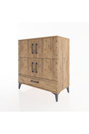 Hyperion Şifonyer 4 Raflı Tek Çekmeceli 4 Kapaklı 88x44x96 Çam-Çam