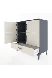 Hyperion Şifonyer 2 Raflı Tek Çekmeceli 4 Kapaklı 88x44x96 Antrasit-Aytaşı