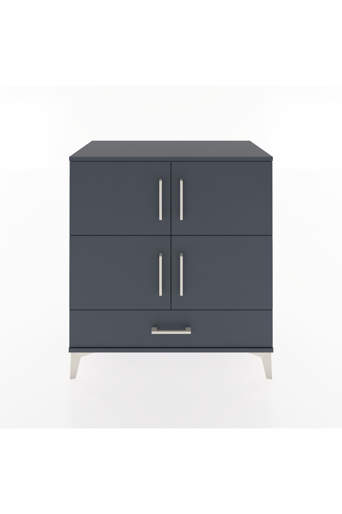 Hyperion Şifonyer 2 Raflı Tek Çekmeceli 4 Kapaklı 88x44x96 Antrasit-Antrasit