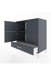 Hyperion Şifonyer 2 Raflı Tek Çekmeceli 4 Kapaklı 88x44x96 Antrasit-Antrasit