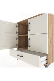 Hyperion Şifonyer 2 Raflı Tek Çekmeceli 4 Kapaklı 88x44x96 Çam-Aytaşı