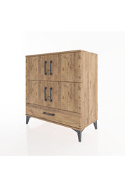 Hyperion Şifonyer 2 Raflı Tek Çekmeceli 4 Kapaklı 88x44x96 Çam-Çam