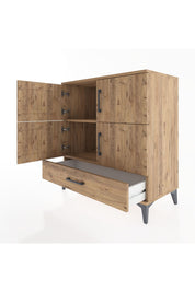 Hyperion Şifonyer 2 Raflı Tek Çekmeceli 4 Kapaklı 88x44x96 Çam-Çam