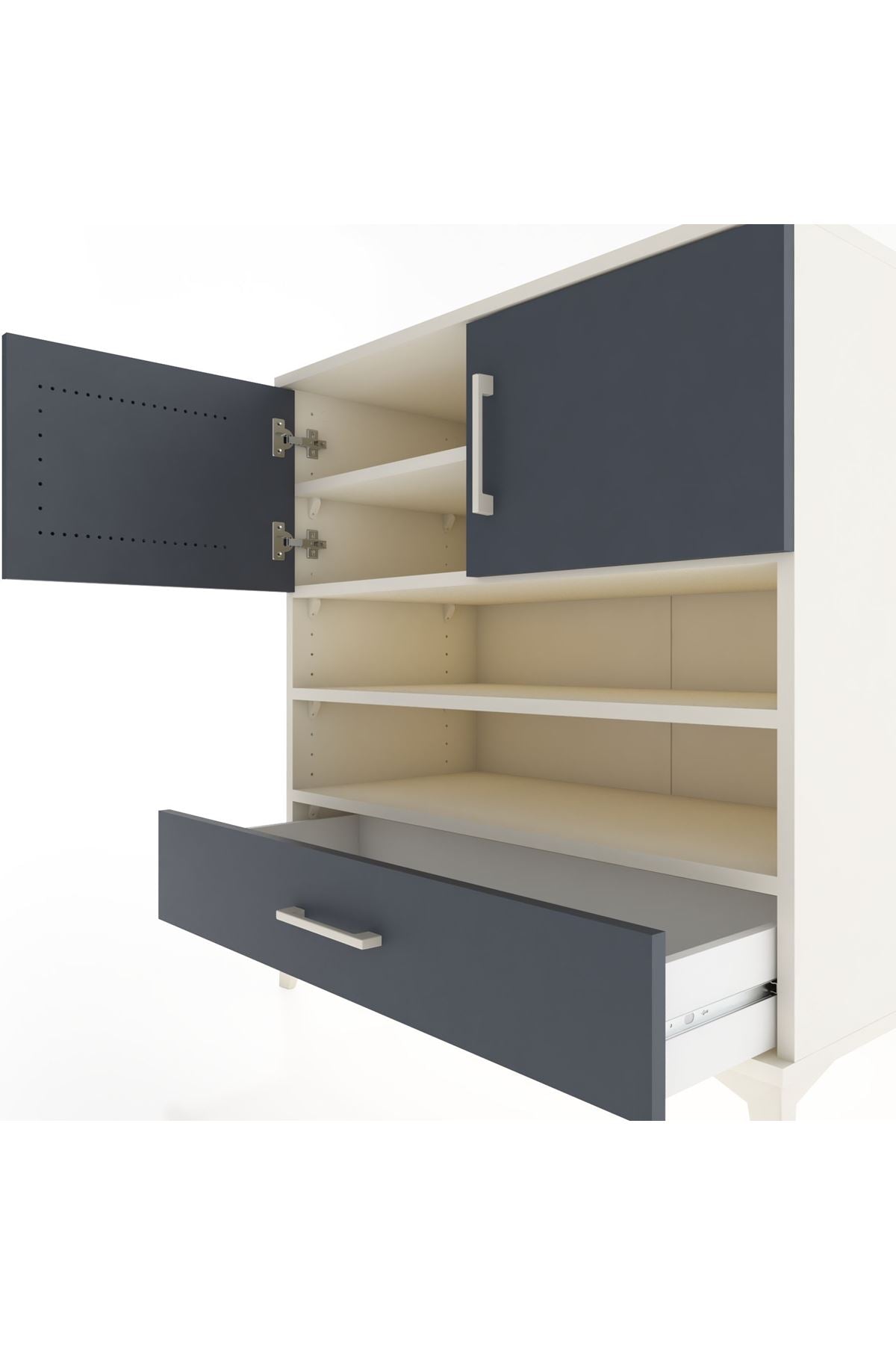 Hyperion Şifonyer 4 Raflı Tek Çekmeceli 2 Kapaklı 88x44x96 Aytaşı-Antrasit