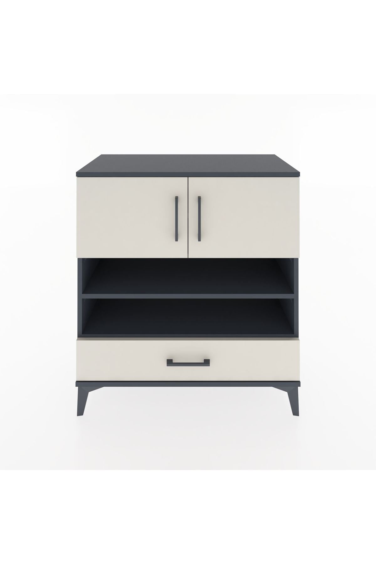 Hyperion Şifonyer 4 Raflı Tek Çekmeceli 2 Kapaklı 88x44x96 Antrasit-Aytaşı