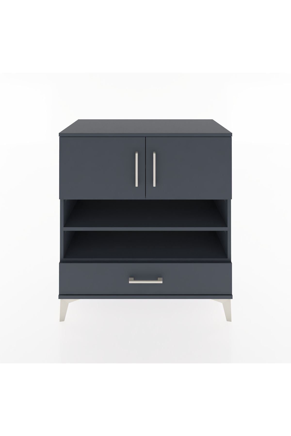 Hyperion Şifonyer 4 Raflı Tek Çekmeceli 2 Kapaklı 88x44x96 Antrasit-Antrasit