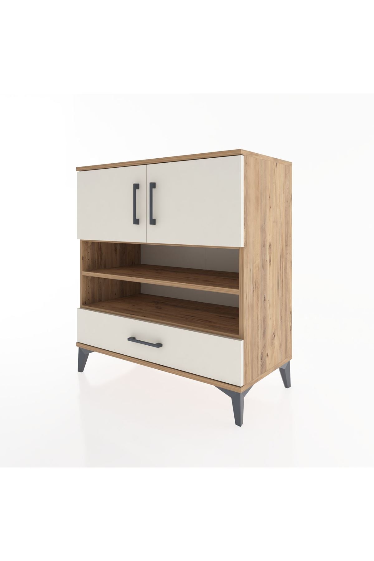 Hyperion Şifonyer 4 Raflı Tek Çekmeceli 2 Kapaklı 88x44x96 Çam-Aytaşı