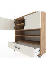 Hyperion Şifonyer 4 Raflı Tek Çekmeceli 2 Kapaklı 88x44x96 Çam-Aytaşı