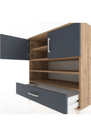 Hyperion Şifonyer 4 Raflı Tek Çekmeceli 2 Kapaklı 88x44x96 Çam-Antrasit