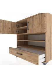 Hyperion Şifonyer 4 Raflı Tek Çekmeceli 2 Kapaklı 88x44x96 Çam-Çam