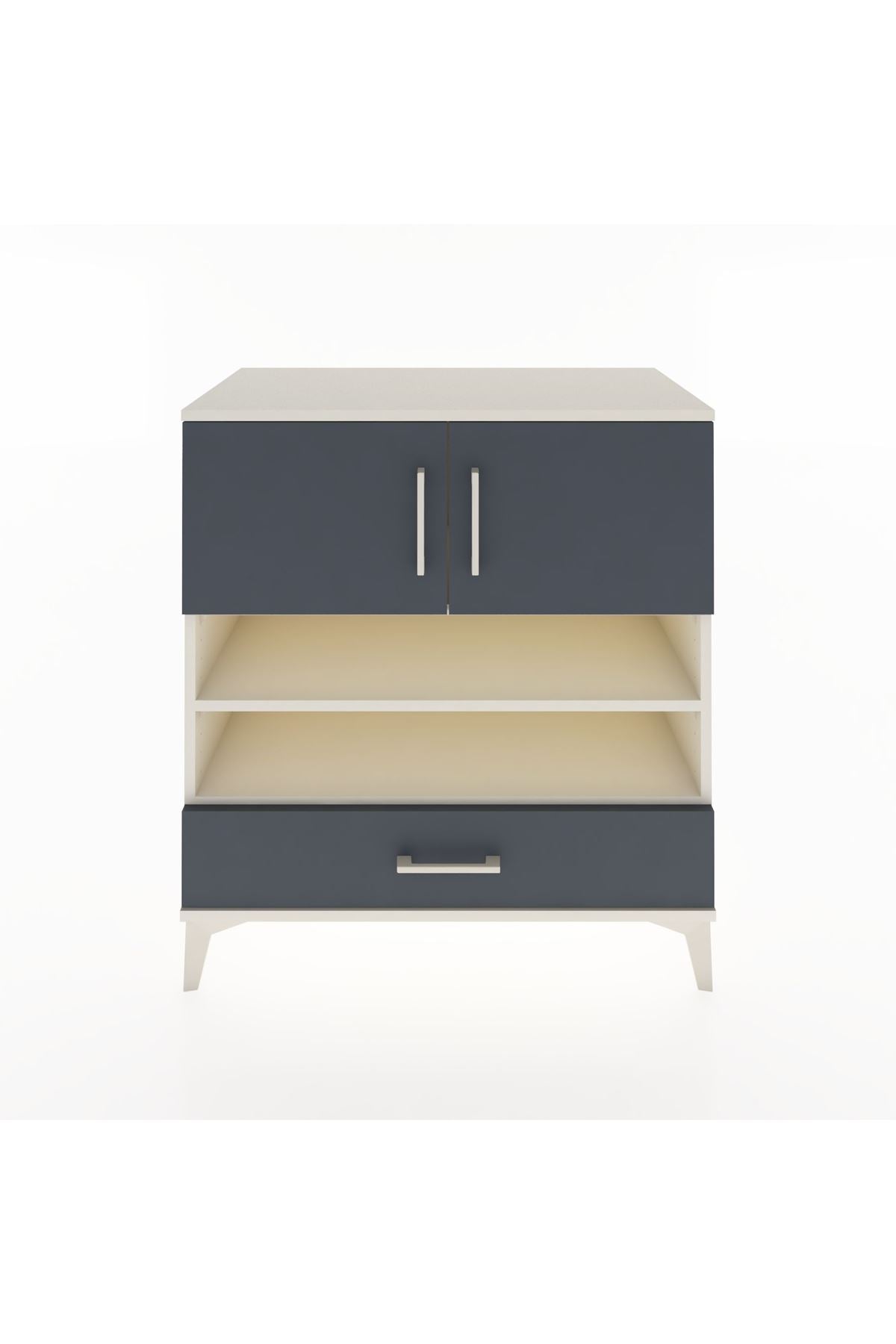 Hyperion Şifonyer 3 Raflı Tek Çekmeceli 2 Kapaklı 88x44x96 Aytaşı-Antrasit