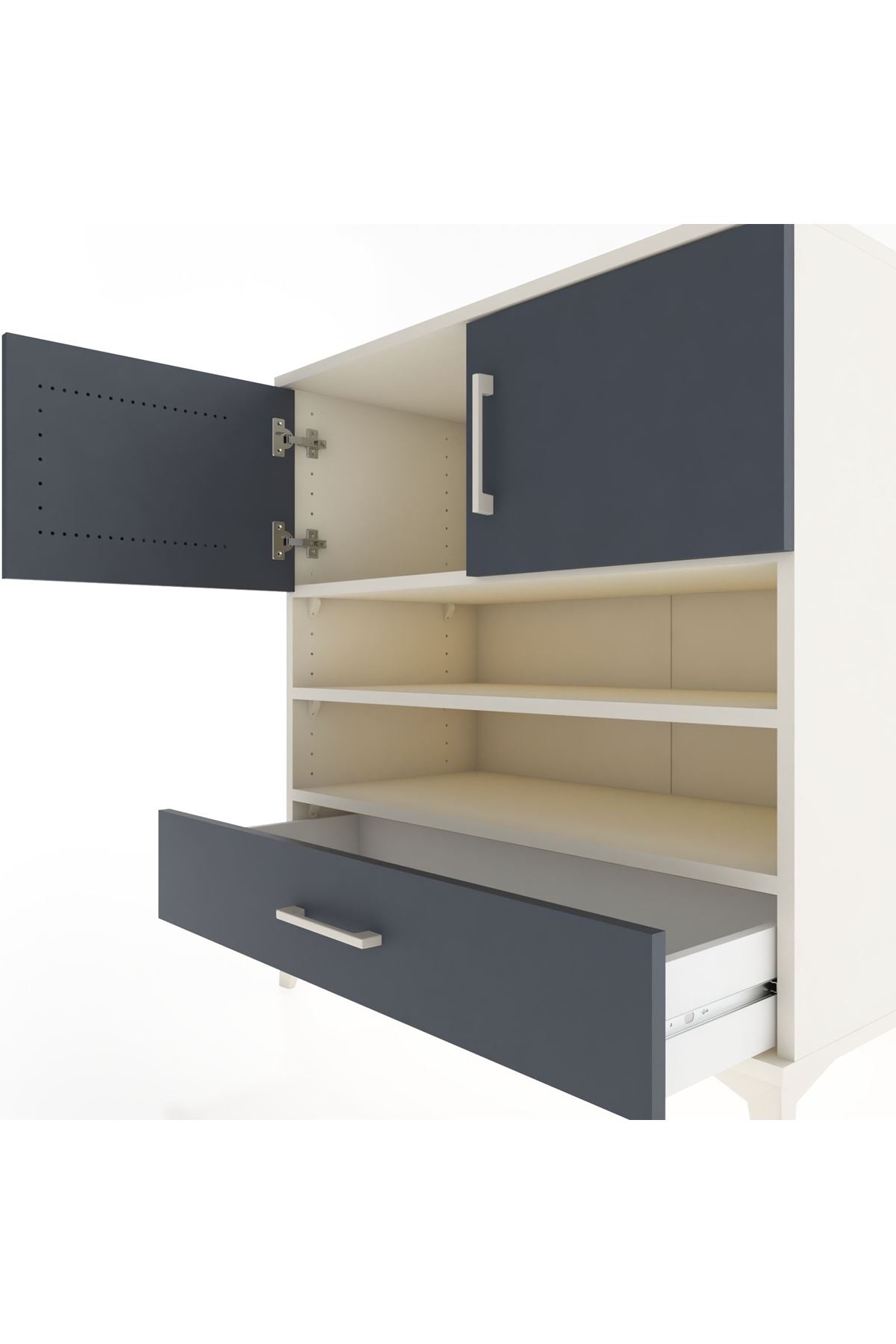 Hyperion Şifonyer 3 Raflı Tek Çekmeceli 2 Kapaklı 88x44x96 Aytaşı-Antrasit