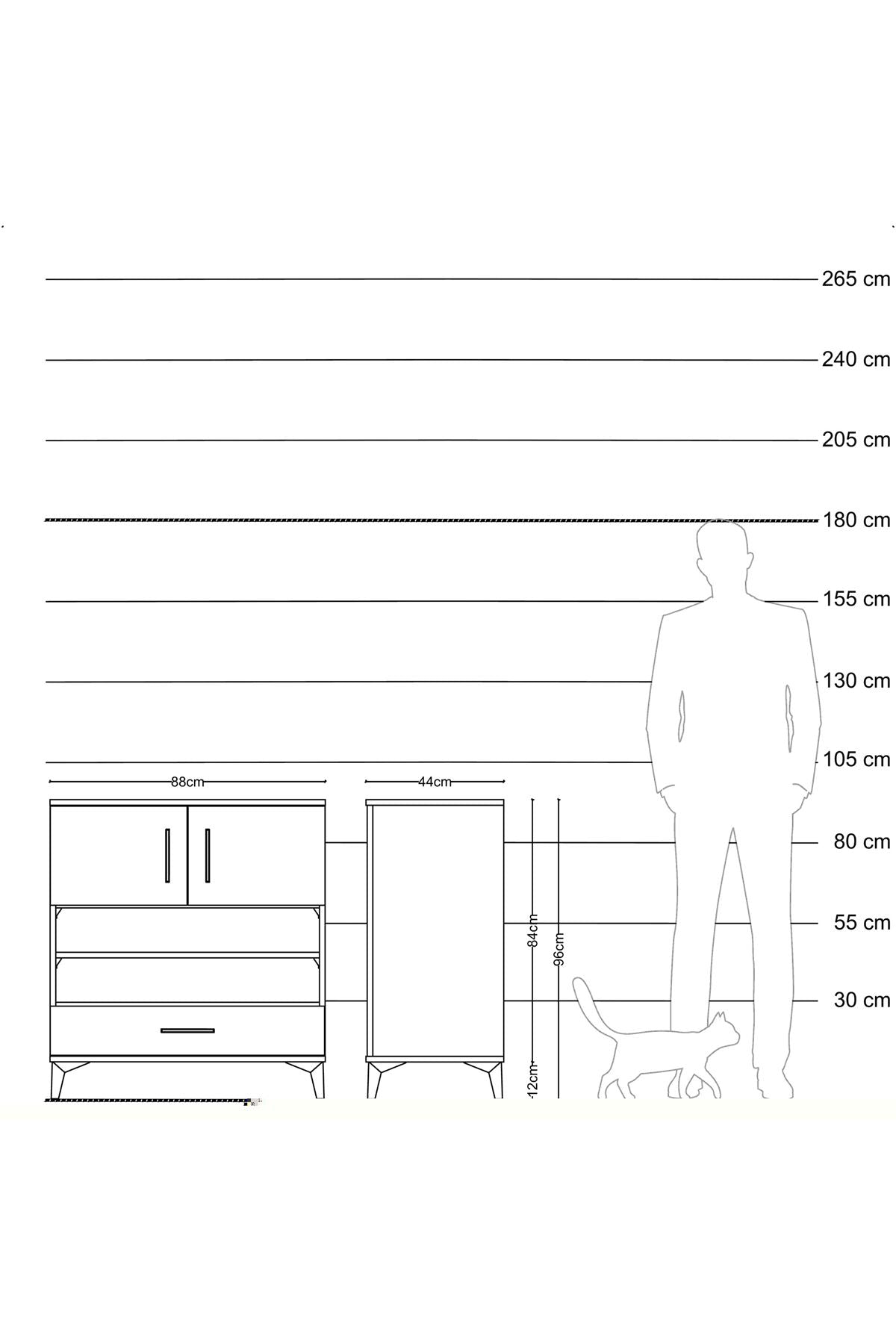 Hyperion Şifonyer 3 Raflı Tek Çekmeceli 2 Kapaklı 88x44x96 Aytaşı-Antrasit