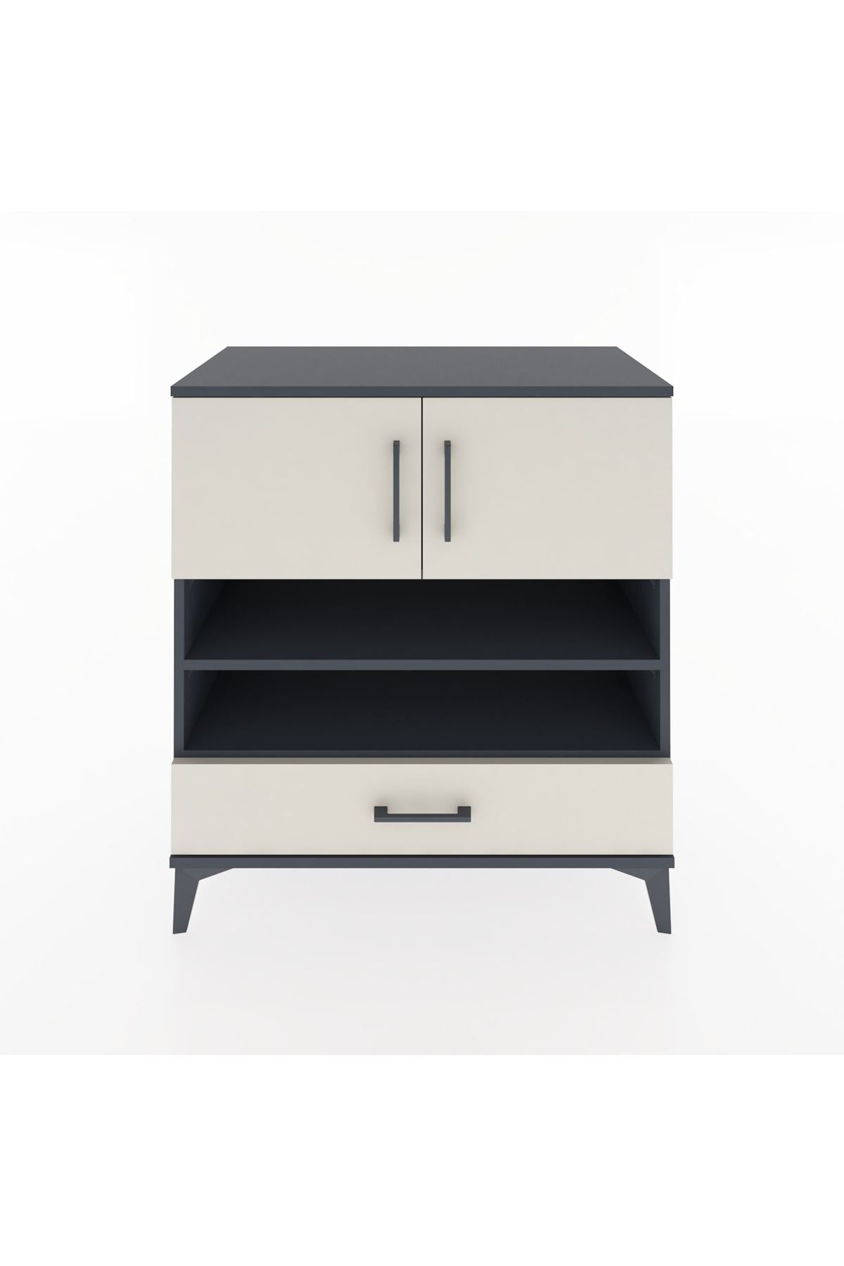 Hyperion Şifonyer 3 Raflı Tek Çekmeceli 2 Kapaklı 88x44x96 Antrasit-Aytaşı